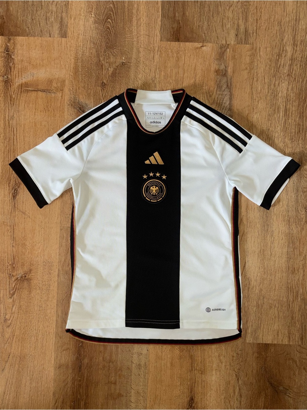 Adidas Germany National Team Replica Youth Soccer Jersey - White/Black/Gold